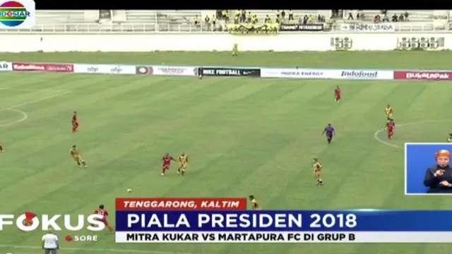 Bertanding di Stadion Aji Imbut, Tenggarong, Kalimantan Timur, Mitra Kukar menang melawan Martapura FC.