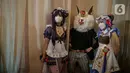 Para cosplayer berpose saat gelaran The Jakarta 17th Toys & Comics Fair 2022 di Balai Sudirman, Jakarta, Sabtu (5/3/2022). Acara ini diharapkan kembali menghidupkan ekonomi dan industri usaha kreatif serta Pop-Culture di Indonesia yang sempat mati suri karena pandemi. (Liputan6.com/Faizal Fanani)