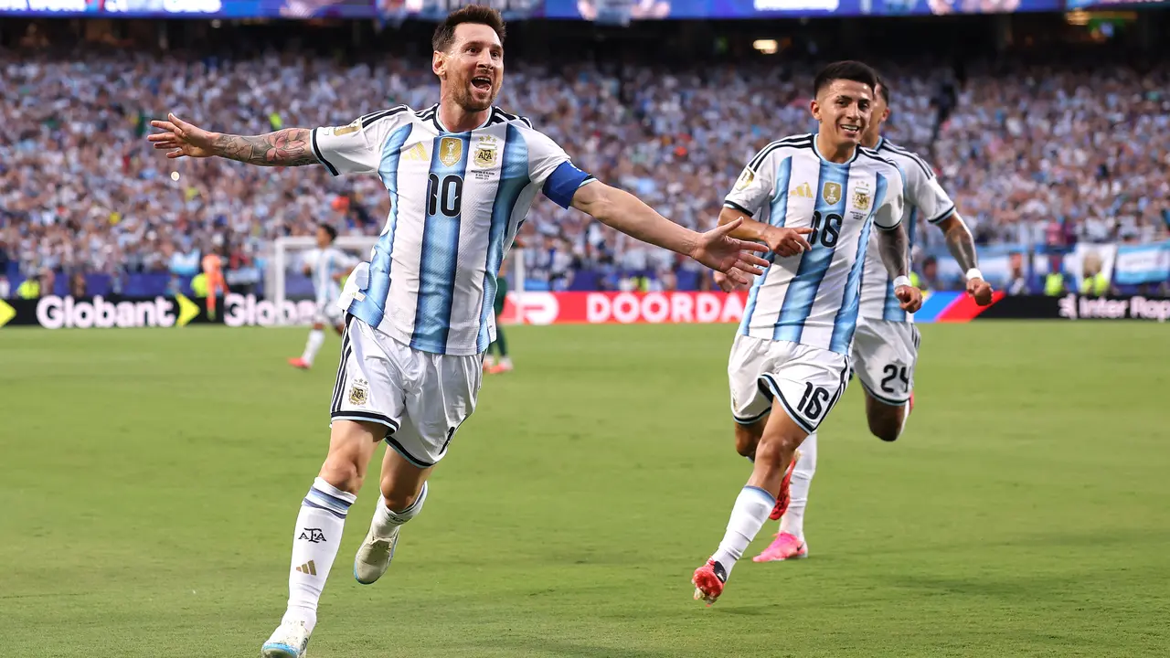 Selebrasi Lionel Messi saat Argentina melawan Aljazair di Piala Dunia 2026