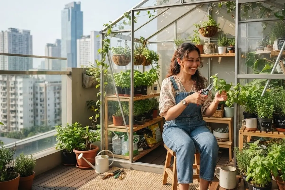 Greenhouse Mini di Balkon Apartemen (AI Generated)