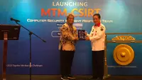 Acara launching MTM-CSIRT yang dilakukan Presiden Direktur MTM, Nurul Kowim, dengan didampingi Deputi Bidang Keamanan Siber dan Sandi Perekonomian BSSN, Slamet Aji Pamungkas, Rabu (31/5/2023). (Liputan6/ist)