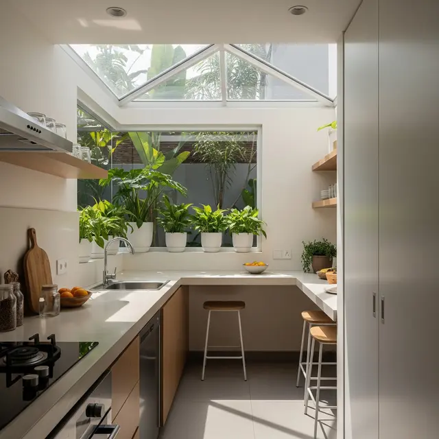 Desain Dapur Belakang Rumah dengan Atap Transparan