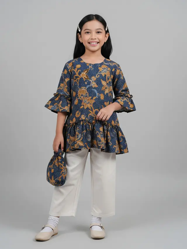 Model Atasan Batik Anak Perempuan yang Stylish Desain Ruffle
