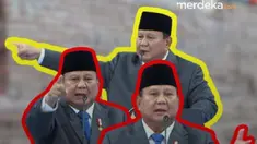 Presiden Prabowo Subianto menghadiri penyerahan denda administratif dan penyelamatan keuangan negara di Kejaksaan Agung, Jakarta, Jumat (10/4). Nampak tumpukan uang menggunung sebanyak Rp11 triliun. Prabowo mengatakan harus berani memilih untuk berada di pihak yang benar atau salah. Termasuk dala...