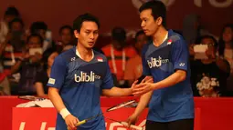 Ahsan/Hendra selalu berkomunikasi guna tetap menjaga fokus. (Bola.com/Arief Bagus)