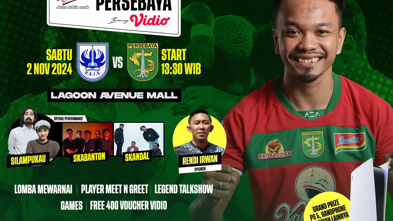 Jadwal Nobar BRI Liga 1: PSIS Semarang vs Persebaya Bareng Vidio Gratis