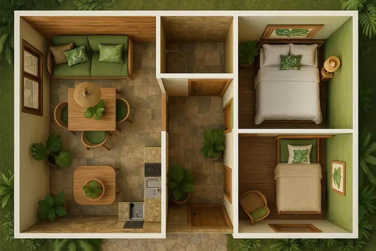 7 Gambar Desain Rumah Tipe 21 dengan 2 Kamar Tidur