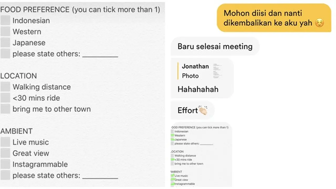 Kerap Berdebat Ketika Akan Kencan, Pria Ini Bikin Form Unik Anti Cekcok