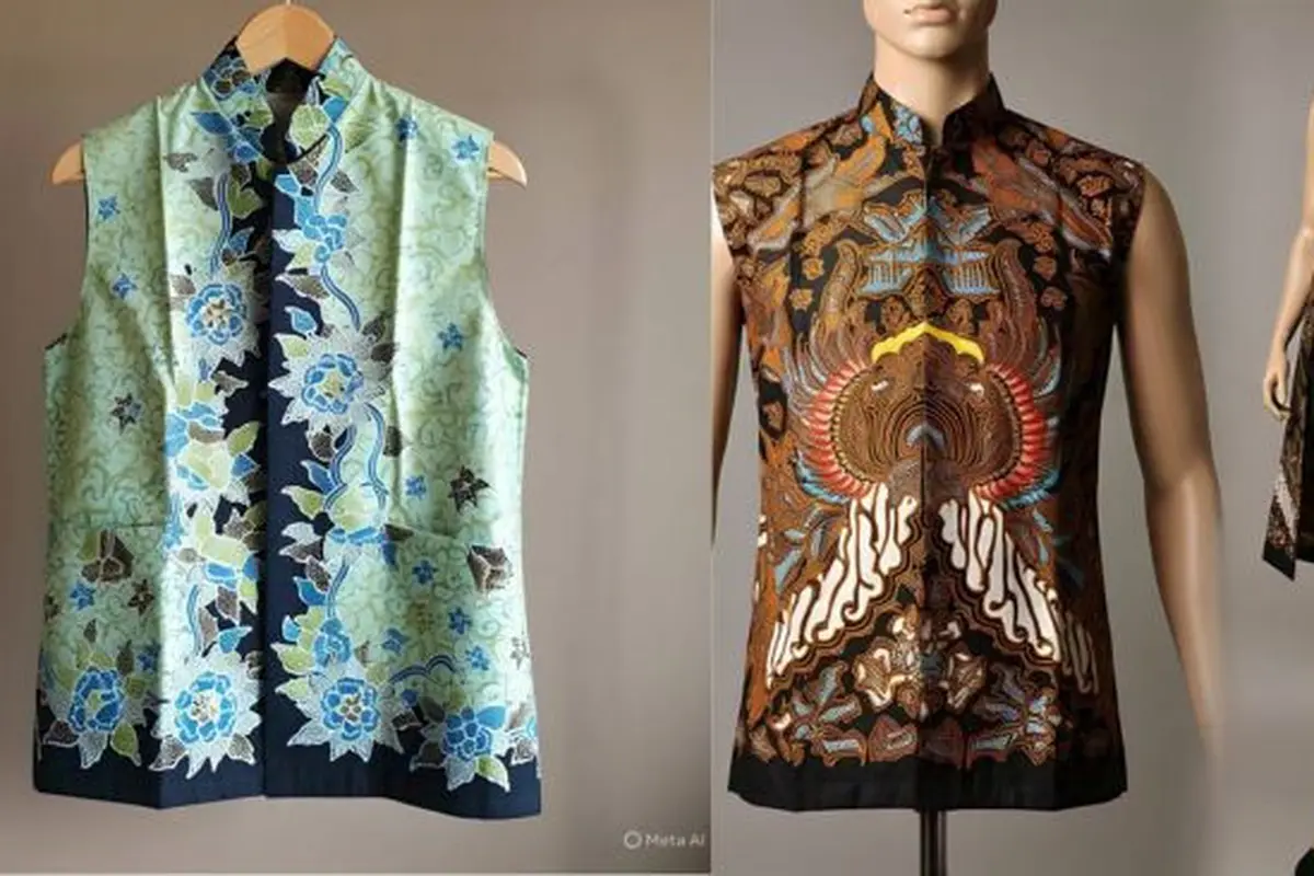 Contoh Model Outer Batik Kekinian Tanpa Lengan