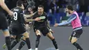 Pemain Lazio, Matias Vecino, melakukan selebrasi setelah mencetak gol ke gawang Napoli pada laga Liga Italia di Stadion Diego Armando Maradona, Sabtu (4/3/2023). Lazio memetik kemenangan berkat gol jarak jauh Matias Vecino yang tercipta pada babak kedua, tepatnya menit ke-67. (Alessandro Garofalo/LaPresse via AP)