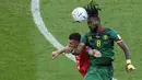 Frank Anguissa. Gelandang bertahan Timnas Kamerun berusia 24 tahun milik Napoli ini menjadi pemain Afrika dengan nilai pasar tertinggi kedua di Piala Dunia 2022. Saat ini ia memiliki nilai pasar sebesar 38 juta euro atau setara Rp619 miliar. Ia telah bermain dalam dua laga di fase grup Piala Dunia 2022 dan membawa Kamerun sementara menempati peringkat ketiga di Grup G di bawah Brasil dan Swiss dengan koleksi 1 poin hasil sekali imbang dan sekali kalah. (AP/Ebrahim Noroozi)