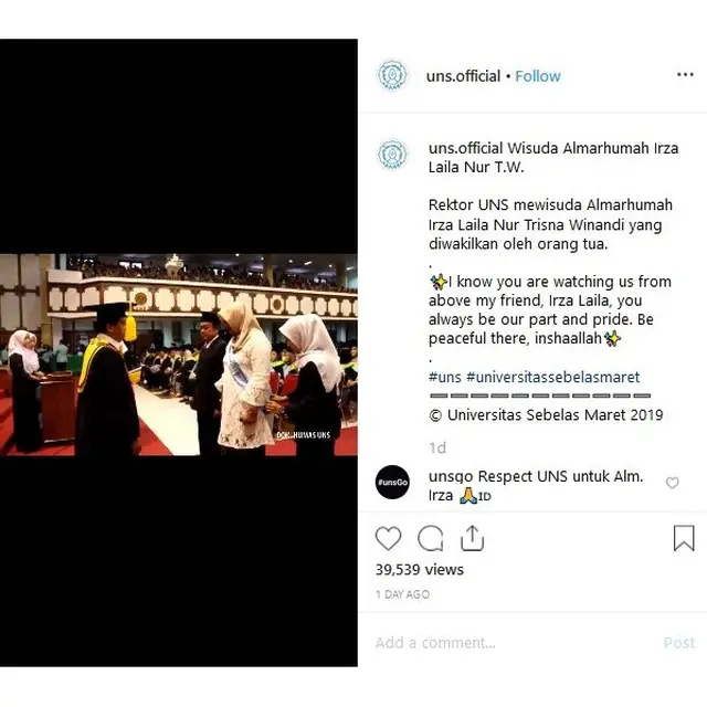 Nurokhman dan Dwi Yani Merbawaningrum mewakilkan mendiang sang putri