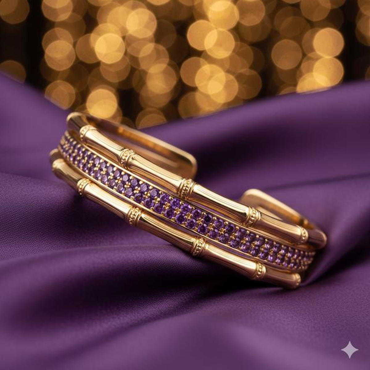 10 Model Gelang Emas Bambu Kombinasi Batu Alam, Perpaduan Etnik Modern Elegan