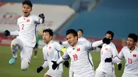 Timnas Vietnam saat mengalahkan Qatar di semifinal Piala AFC U-23 2018 (23/1/2018). (Bola.com/Dok. VFF)