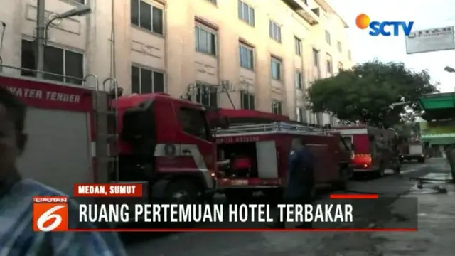 Diduga Korsleting Listrik, Lantai 6 Hotel di Medan Terbakar