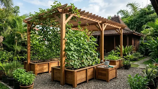 Inspirasi Pergola Kayu yang Cocok Ditanami Tanaman Rambat