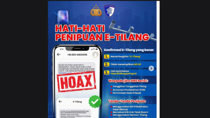 Tangkapan layar waspada penipuan E-Tilang ( Foto: akun Instagram @divisihumaspolri)