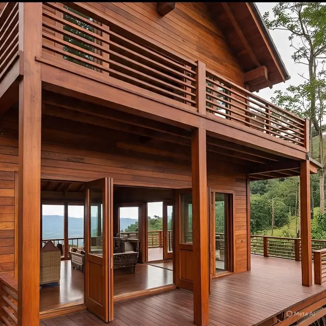 Rumah Kayu Villa dengan Dua Lantai