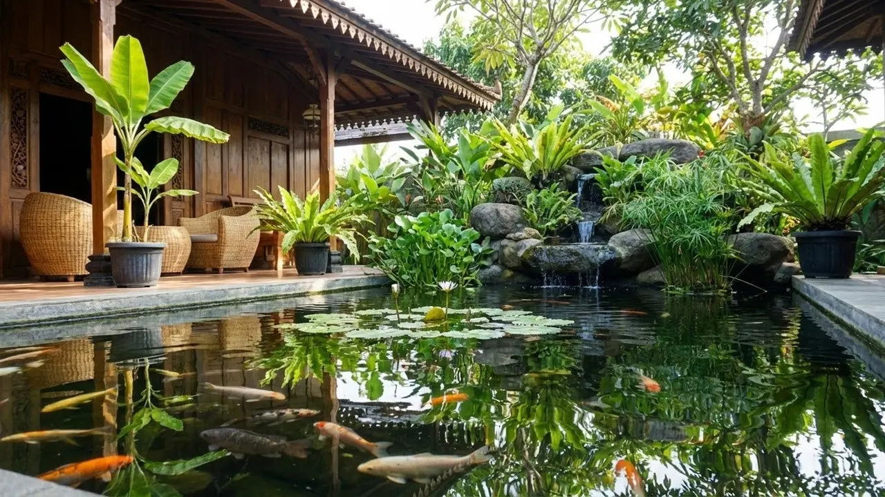 Model Kolam Ikan Teras Rumah Tidak Bau