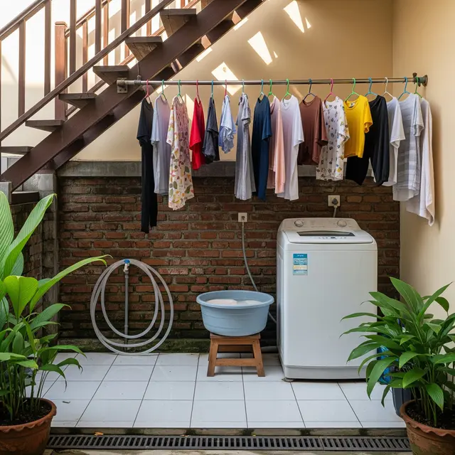 9 Contoh Teras Rumah Kecil yang Dijadikan Area Cuci dan Jemur, Fungsional dan Estetik