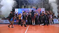 Tim putra BIN Pasundan menjuarai Livoli Divisi Utama 2023 setelah mengalahkan LavAni dalam&nbsp;laga ketat grand final dengan skor 3-2 (25-19, 21-25, 22-25, 25-19, 15-12) di GOR Joyoboyo, Kediri, Minggu (10/12/2023) malam WIB. (foto: PBVSI)