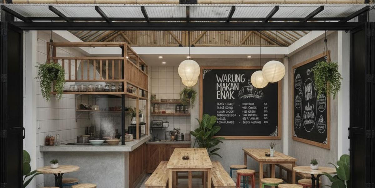 Ilustrasi Warung Makan Kecil Tetap Terlihat Luas