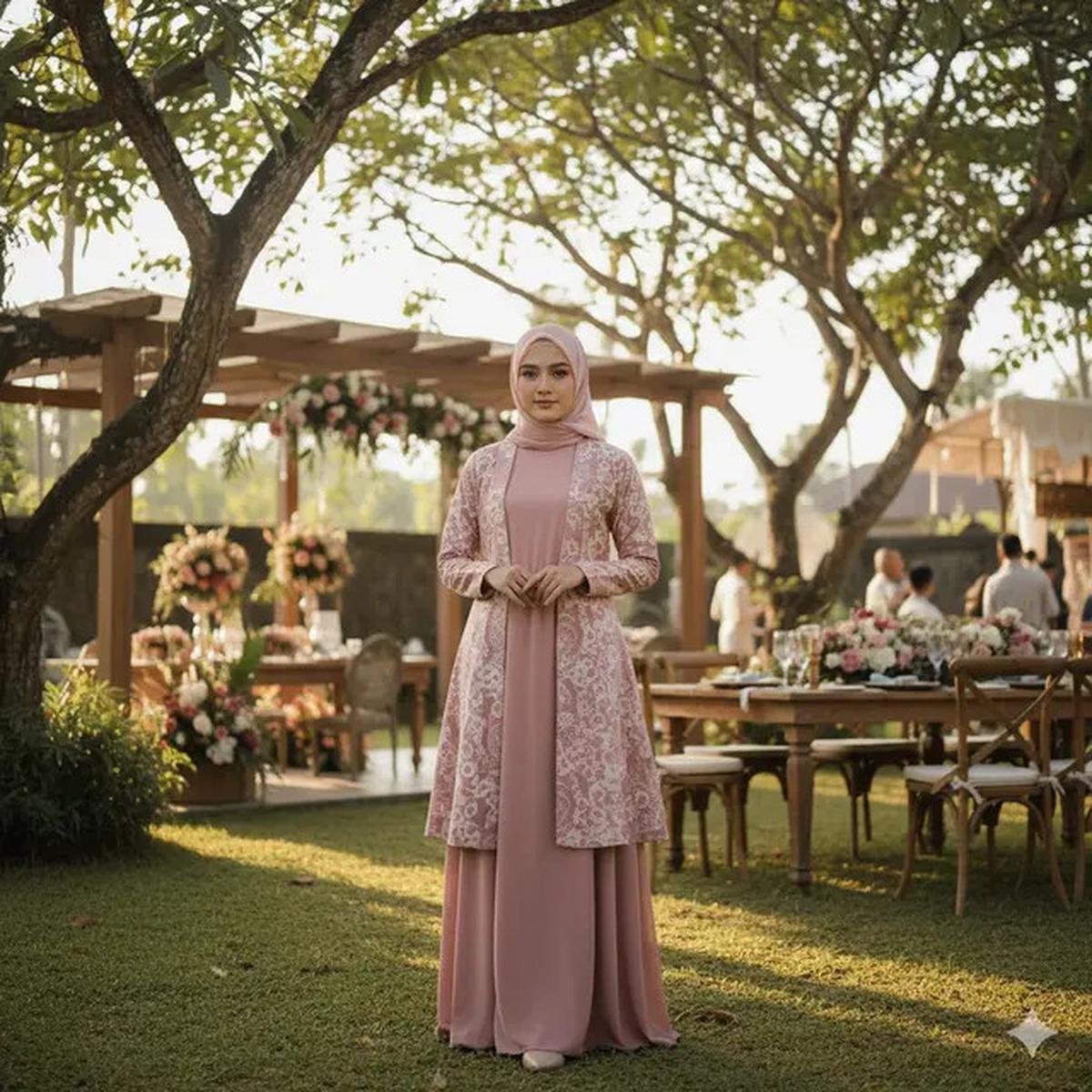 9 Gamis Batik Kombinasi Kain Polos Cocok untuk Pesta, Elegan Saat Kondangan