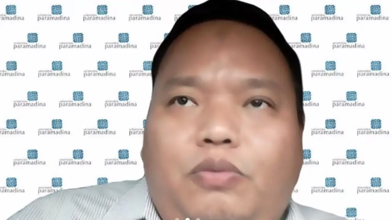 Wakil Rektor II Universitas Paramadina Handi Risza dalam Diskusi Universitas Paramadina 'Masalah APBN, Utang dan Tax Rativo Rendah. PR Presiden Yang Akan Datang', Senin (5/2/2024). (Tira/Liputan6.com)