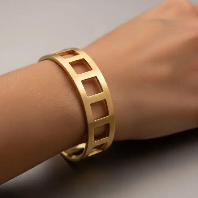 Gelang Emas Bangle Motif Geometris Tampil Modern dan Minimalis