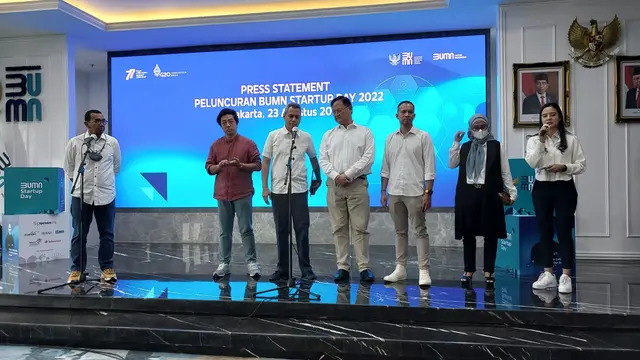 Konferensi pers Peluncuran BUMN Startup Day, di Kementerian BUMN, Selasa (23/8/2022).