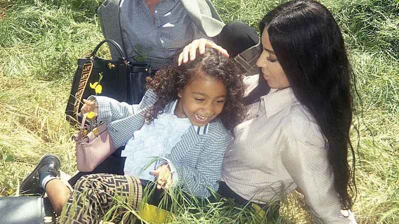 Kim Kardashian, Kris Jenner, North West, image: Fendi