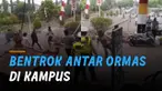 Beredar rekaman video antar ormas saling bentrok di salah satu kampus di Jatiwaringin, Pondok Gede.