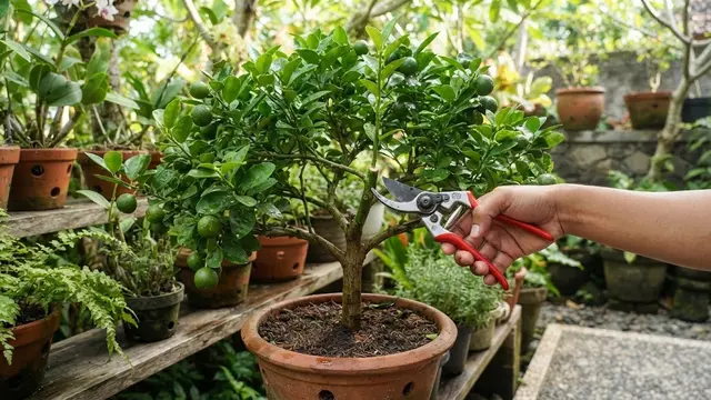 Pemangkasan tunas dan pembentukan tajuk pohon jeruk nipis
