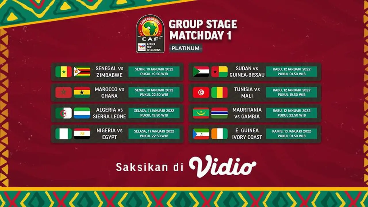 Jadwal Piala Afrika 2021 Live Vidio Mulai 10-13 Januari 2022
