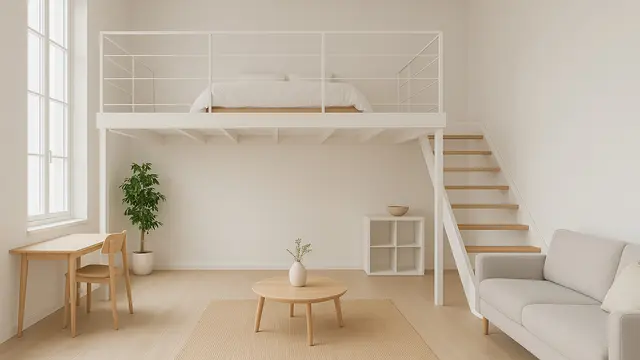 Gambar Rumah Mezzanine Sederhana MinimalisIlustrasi AI