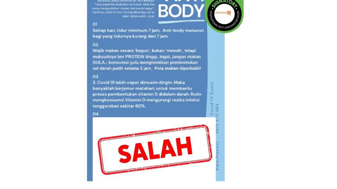 Cek Fakta mencegah covid-19 dengan meningkatkan antibodi