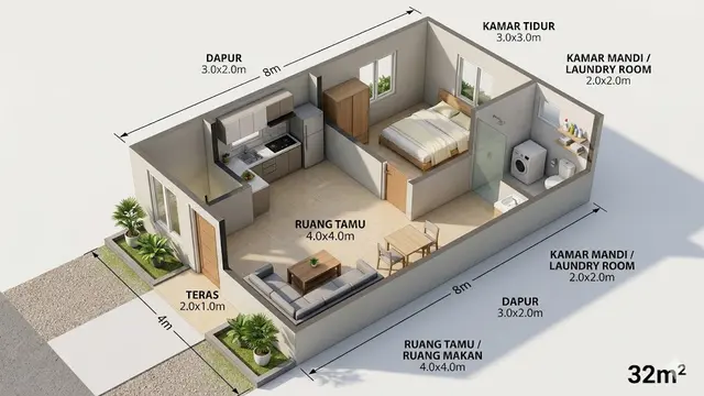Ide Rumah Kecil dengan Laundry Room