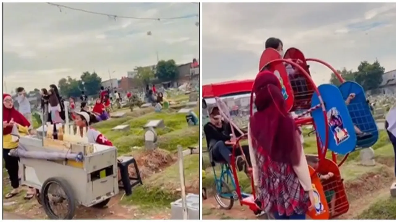 Viral Area Makam Ramai Bak Taman Bermain, Banyak Pedagang sampai Odong-Odong