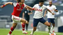Son Heung-Min (kanan) cetak satu gol untuk Tottenham Hotspur saat melawan Arsenal (AFP)