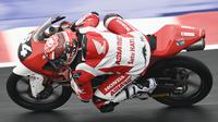 Pembalap Astra Honda Racing Team, Mario Aji tampi apik pada sesi latihan perdana di GP Moto3 di Misano World Circuit Marco Simoncelli, Jumat (22/10/2021). (Dok Astra Honda Racing Team)