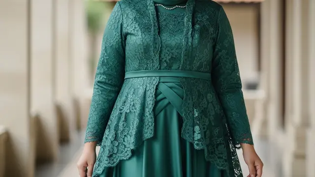 Model Gamis Brokat Cutting A-Line untuk Tubuh Berisi