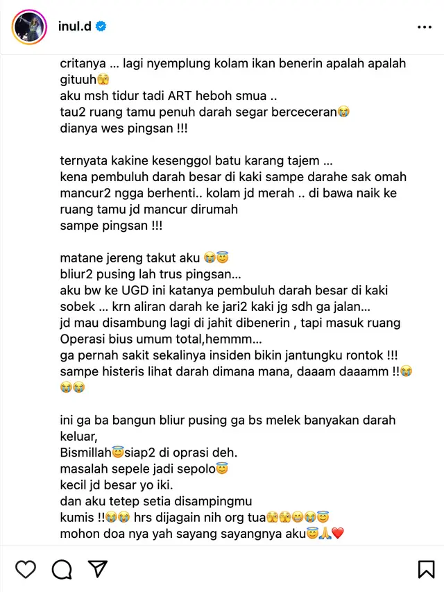 Unggahan Inul Daratista. (Foto: Dok. Instagram @inul.d)