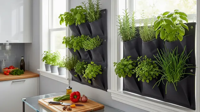 Desain Edible Garden Mini di Dapur Dekat Jendela untuk Bumbu Segar (AI )