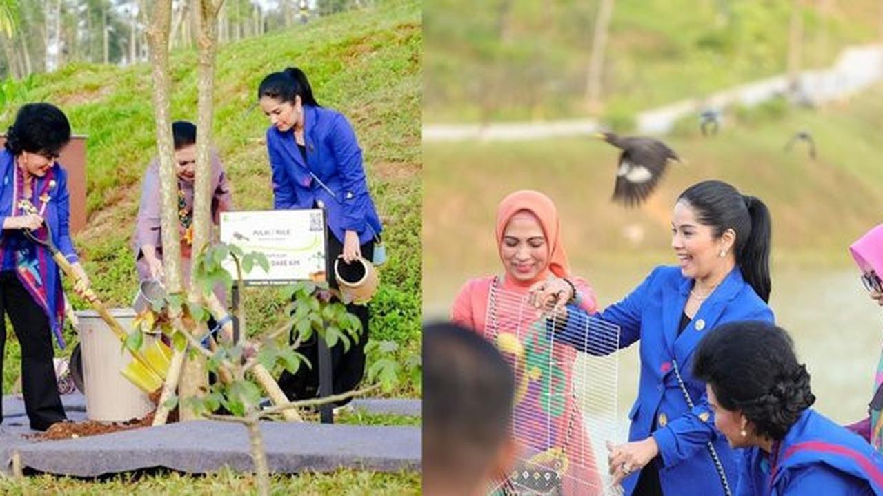 8 Foto Annisa Yudhoyono Saat Melakukan Kunjungan Kerja di IKN, Termasuk Menanam Pohon dan Melepaskan Benih Ikan