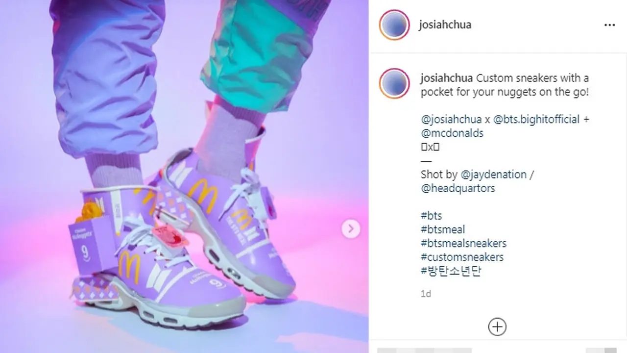Sepatu dari Kemasan BTS Meal Kreasi Seniman Singapura