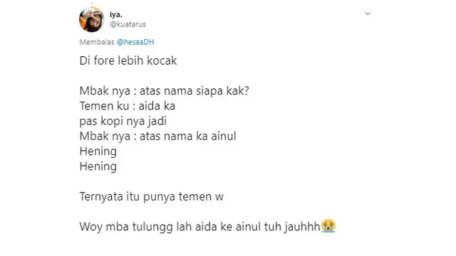 6 Cerita Warganet saat Pelayan Salah Tulis Nama Ini Kocak