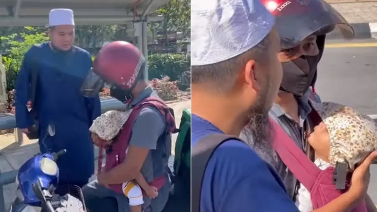 Kisah Haru Pria Bawa Bayi saat Jadi Kurir Makanan Ini Jadi Sorotan