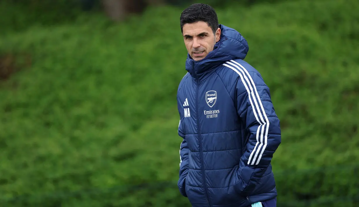 Meski demikian, menghadapi Real Madrid di Santiago Bernabeu akan menjadi pertandingan yang tidak mudah bagi tim racikan pelatih Mikel Arteta. (Adrian Dennis/AFP)