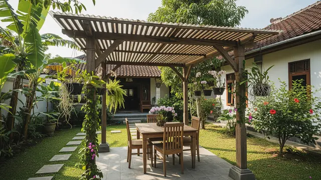 Desain Pergola Kayu untuk Taman Rumah/Gemini AI