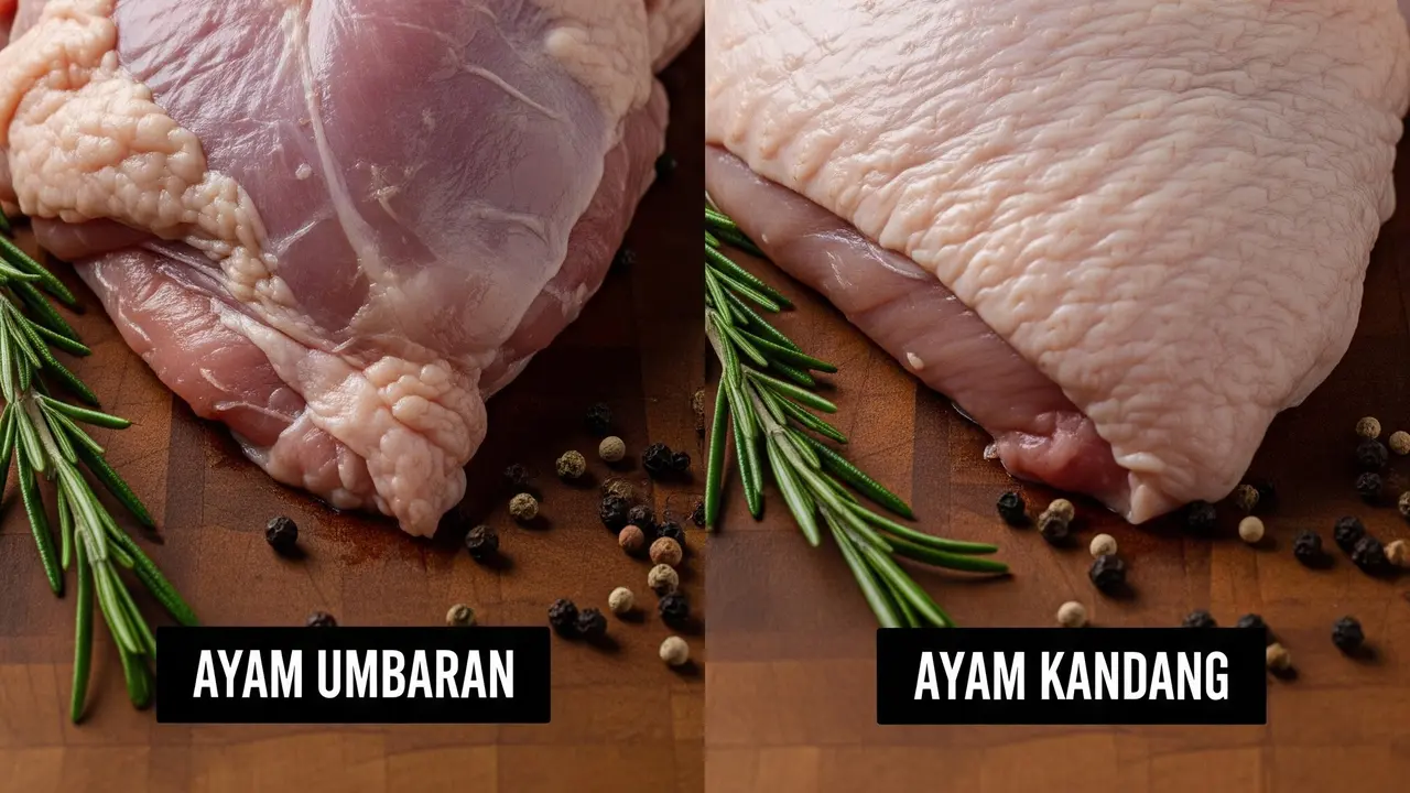 Daging Ayam Umbaran dan Ayam Kandang (Gemini AI)